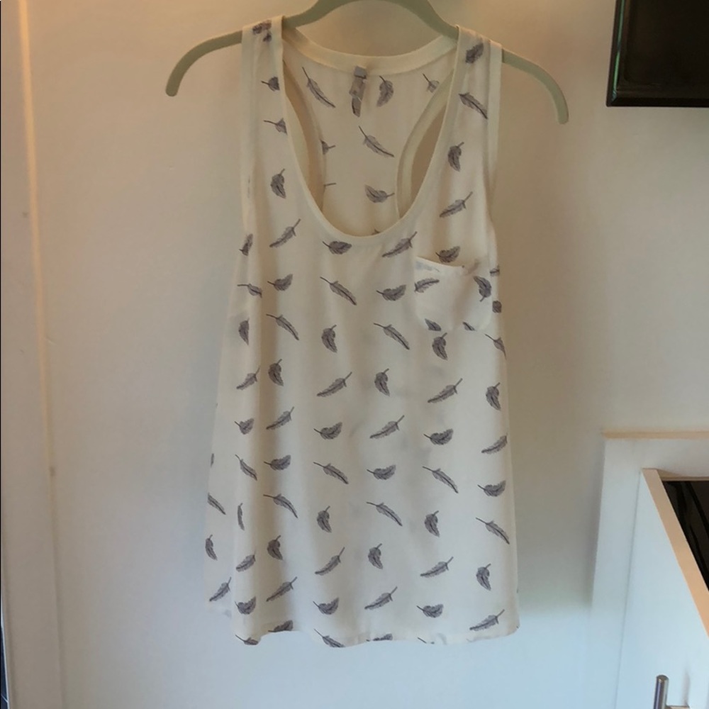 Joie Alicia Silk Top with Feather Print